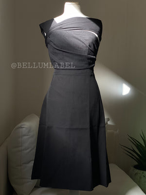 
                  
                    Load image into Gallery viewer, Crossed Off Shoulder Black Dress
                  
                